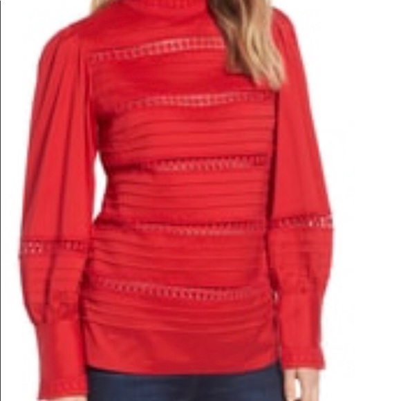 Halogen Red Lace Inset Top - Picture 2 of 2